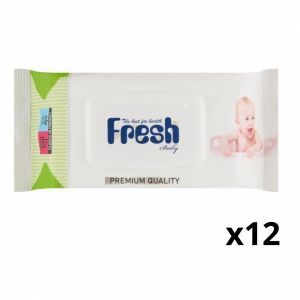 Fresh Baby chusteczki nawilżane z klipsem 12 x 72 szt (zielone) (12-pack)
