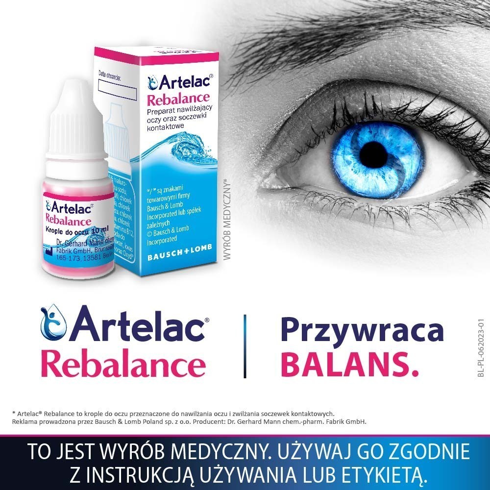 Artelac Rebalance preparat nawilżający oczy oraz soczewki kontaktowe 10 ml