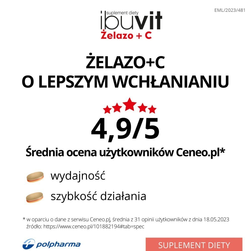 Ibuvit Żelazo + C x 30 trójwarstwowych tabletek o kontrolowanym uwalnianiu