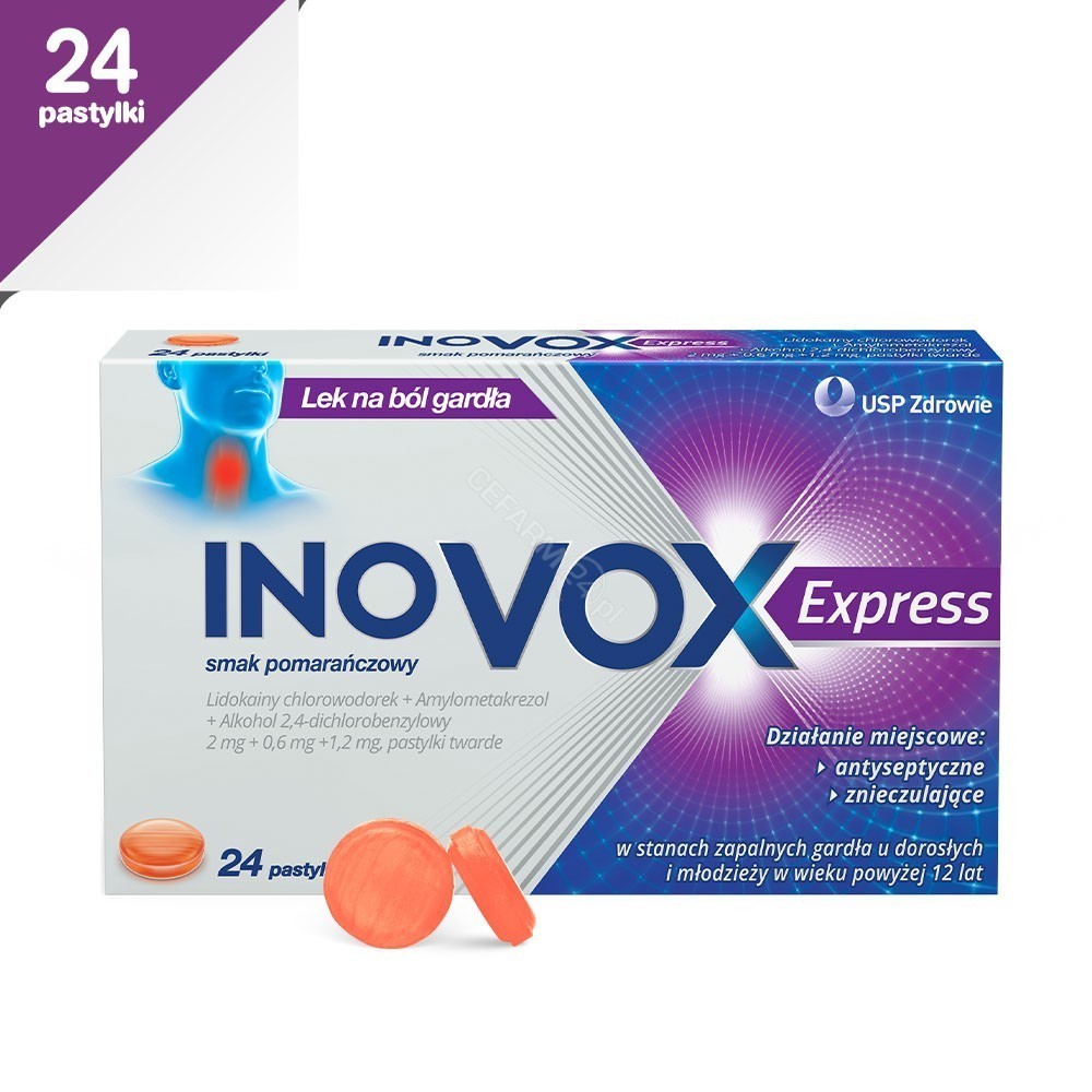 Inovox express x 24 pastylki do ssania (smak pomarańczowy)
