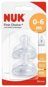 NUK silikonowy smoczek do butelki First Choice+ (0-6 miesięcy) S x 2 szt