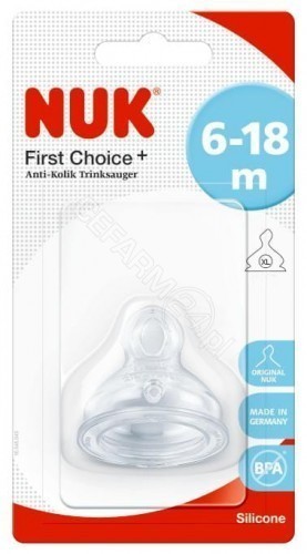 NUK silikonowy smoczek do butelki First Choice+ (6-18 miesięcy) XL x 1 szt