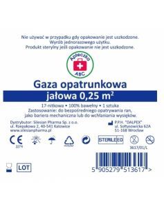 Gaza opatrunkowa jałowa 17- nitkowa 1/4 m2 (Apteczka ABC)
