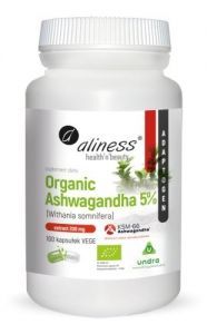 Aliness Organic Ashwagandha 5% KSM-66 200 mg x 100 kaps vege