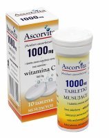 Ascorvita 1000 mg x 10 tabl musujących o smaku cytrynowym