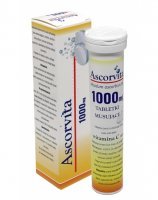 Ascorvita 1000 mg x 20 tabl musujących o smaku cytrynowym