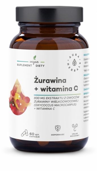 Aura Herbals Żurawina + witamina C x 60 vege kaps