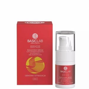 BasicLab Esteticus - emulsyjne serum z 0,5% czystego retinolu, 4% witaminy C, CBD i koenzymem Q10 Odnowa i Stymulacja 15 ml