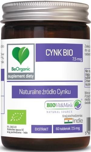 BeOrganic Cynk BIO 7,5 mg x 60 tabletek