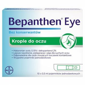 Bepanthen Eye 10 x 0,5 ml - nawilżające krople do suchych oczu
