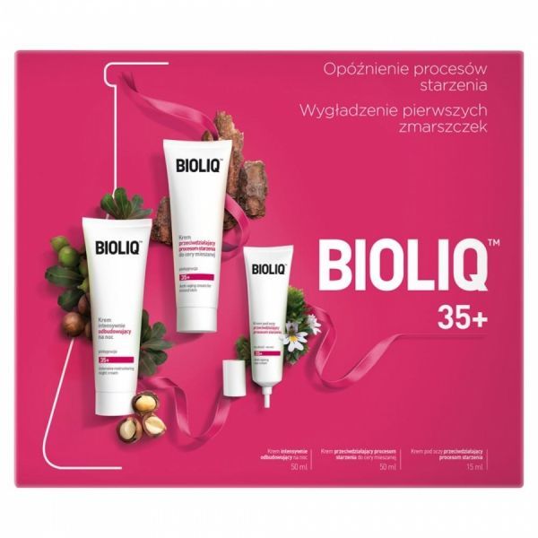 Bioliq promocyjny zestaw 35+ - krem przeciwdziałający procesom starzenia do cery mieszanej 50 ml + krem na noc 50 ml + krem pod oczy 15 ml