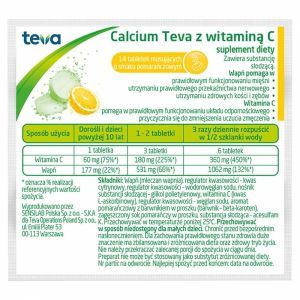 Calcium TEVA x 12+2 tabl musujących o smaku pomarańczowym