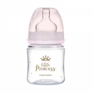 Canpol babies butelka szeroka antykolkowa  EasyStart ROYAL BABY 120 ml (35/233) różowa