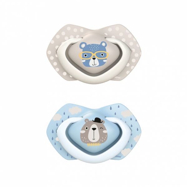 Canpol babies smoczek silikonowy symetryczny BONJOUR PARIS 0-6 miesięcy (22/647) x 2 szt (niebieski)