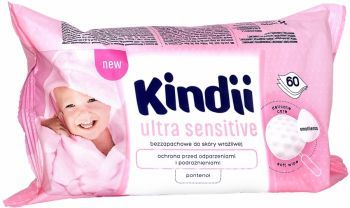Chusteczki Kindii Ultra Sensitive bezzapachowe do skóry wrażliwej x 60 szt