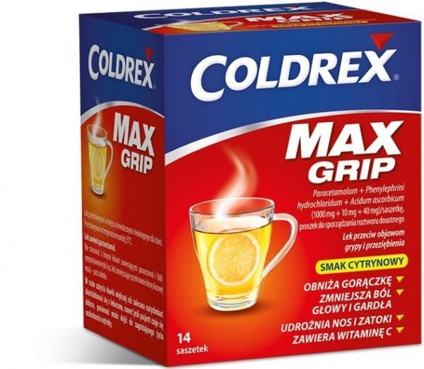 Coldrex Maxgrip x 14 sasz o smaku cytrynowym
