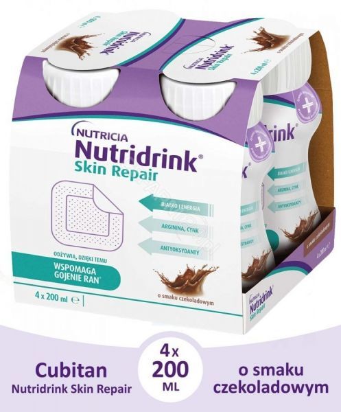 Cubitan - Nutridrink Skin Repair o smaku czekoladowym 4 x 200 ml (KRÓTKA DATA)