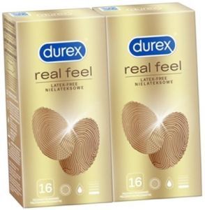 Durex Real Feel prezerwatywy gładkie bez lateksu x 16 szt w dwupaku (2 x 16 szt)