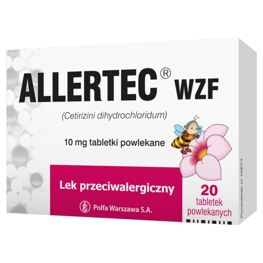 Allertec WZF 10 mg x 20 tabl powlekanych