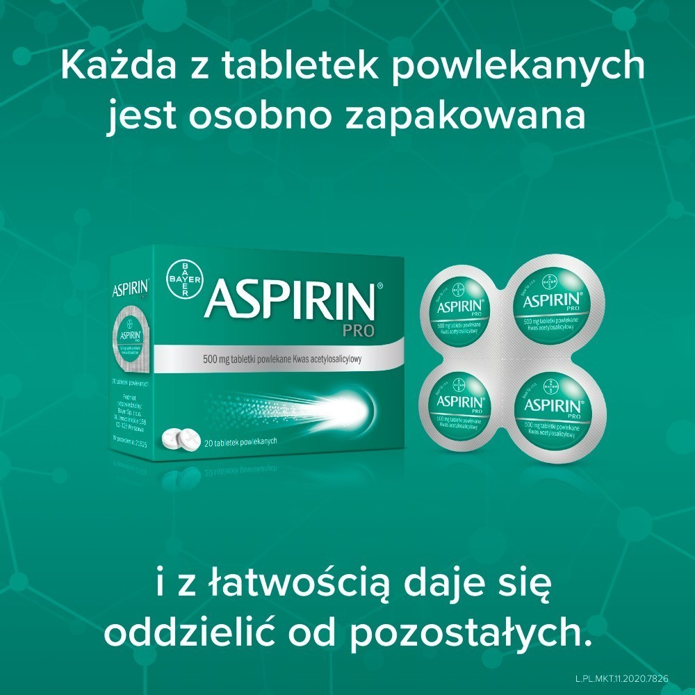 Aspirin pro 500 mg x  20 tabl powlekanych