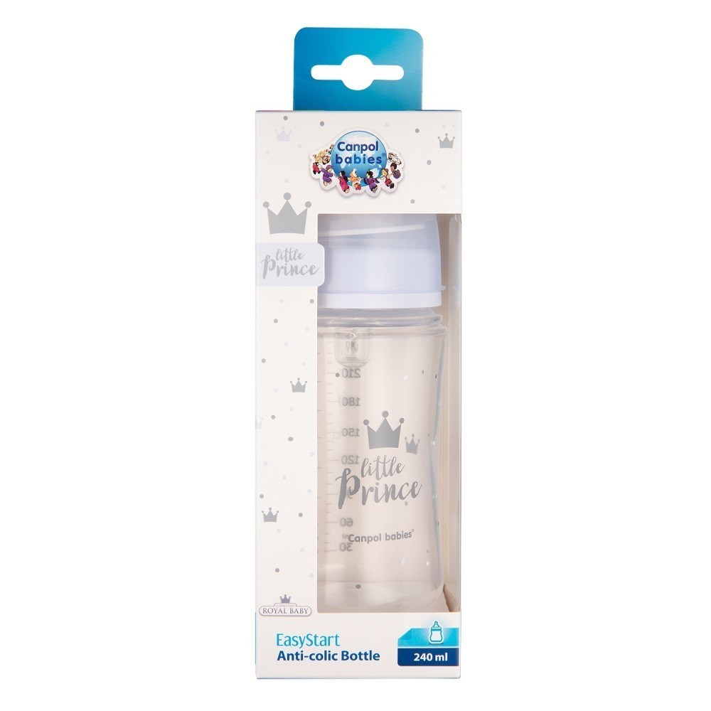 Canpol babies butelka szeroka antykolkowa EasyStart ROYAL BABY 240 ml (35/234) niebieska