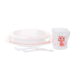 Canpol babies plastikowy zestaw stołowy "Cute Animals" (4/401) różowy