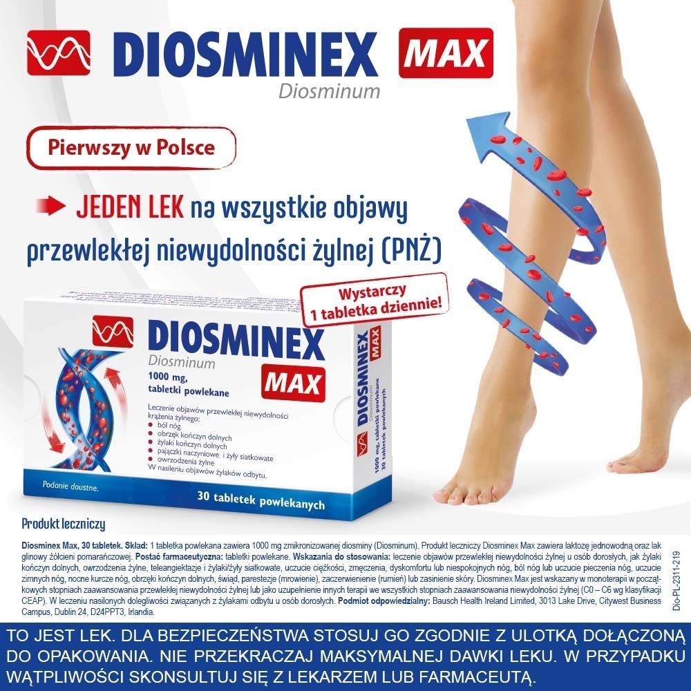 Diosminex MAX 1000 mg x 30 tabl powlekanych