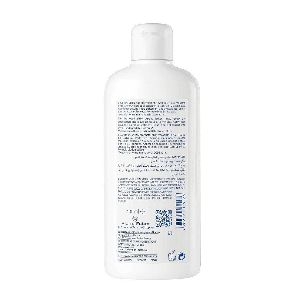 Ducray anaphase+ szampon - uzupełnienie kuracji przeciw wypadaniu włosów 400 ml