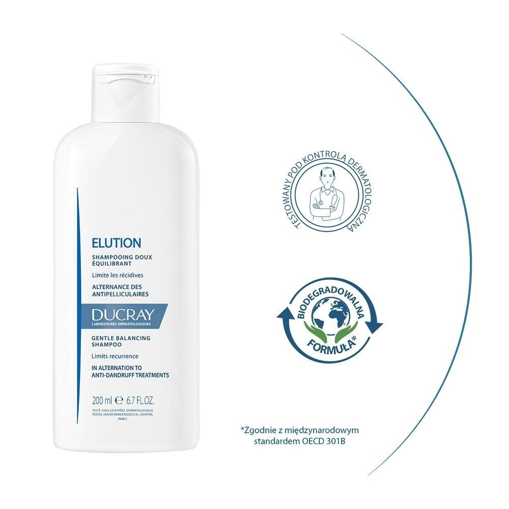 Ducray elution - delikatny szampon przywracający równowagę skórze głowy 400 ml (nowa formuła)