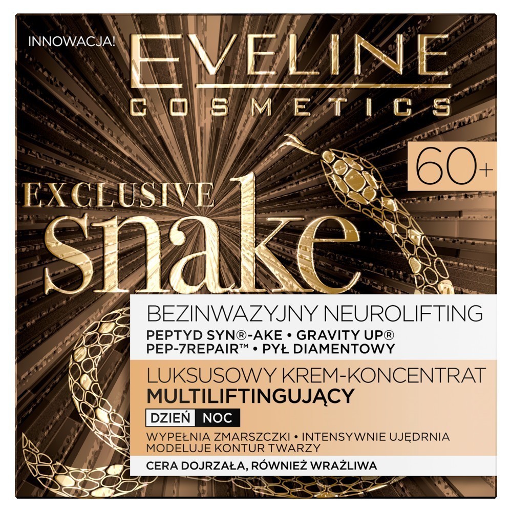 Eveline Korean Exclusive Snake 60+ luksusowy krem-koncentrat multiliftingujący na dzień i noc 50 ml