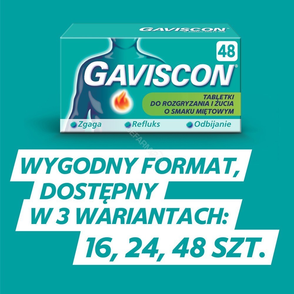 Gaviscon na zgagę i refluks smak miętowy tabletki x 24 szt