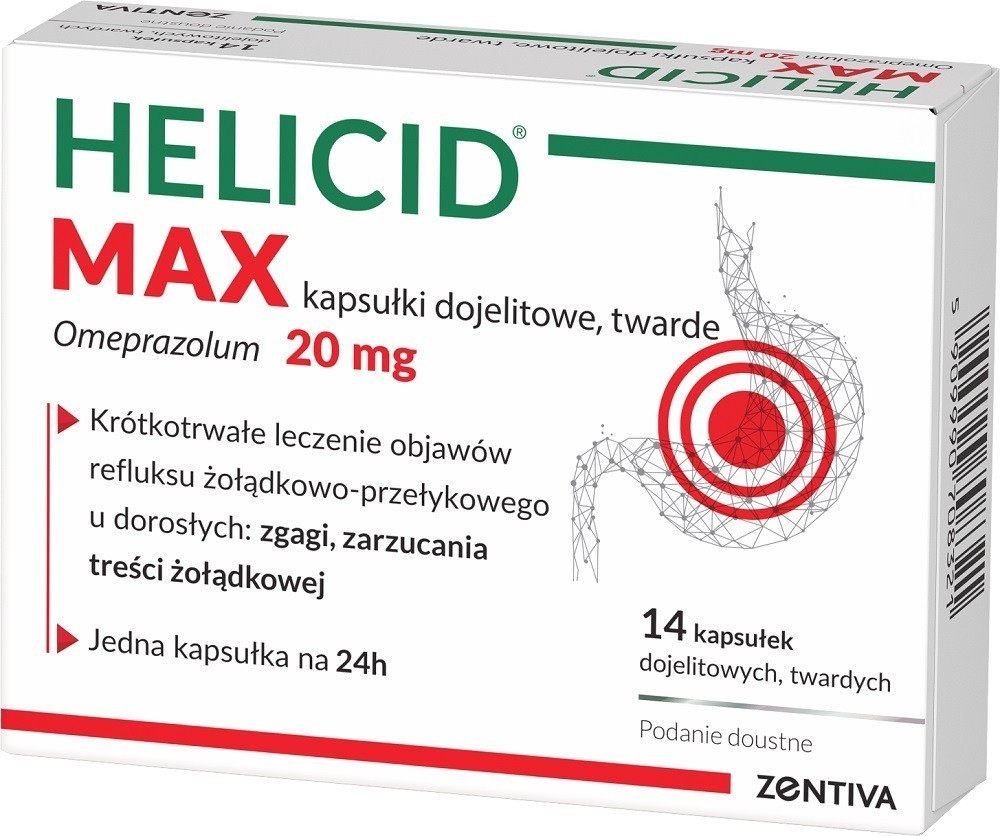 Helicid MAX 20 mg x 14 kaps dojelitowych