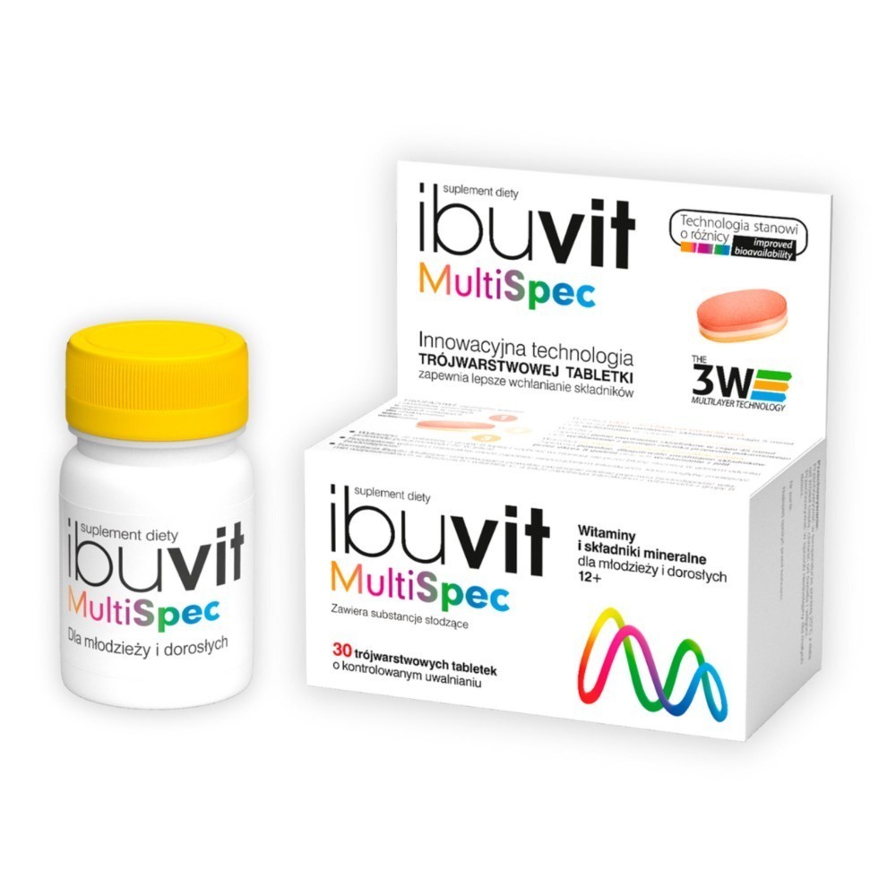 Ibuvit MultiSpec x 30 trójwarstwowych tabletek o kontrolowanym uwalnianiu