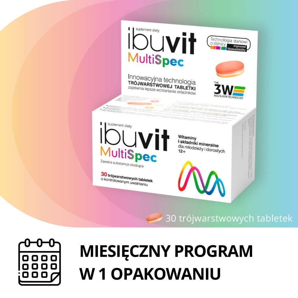 Ibuvit MultiSpec x 30 trójwarstwowych tabletek o kontrolowanym uwalnianiu