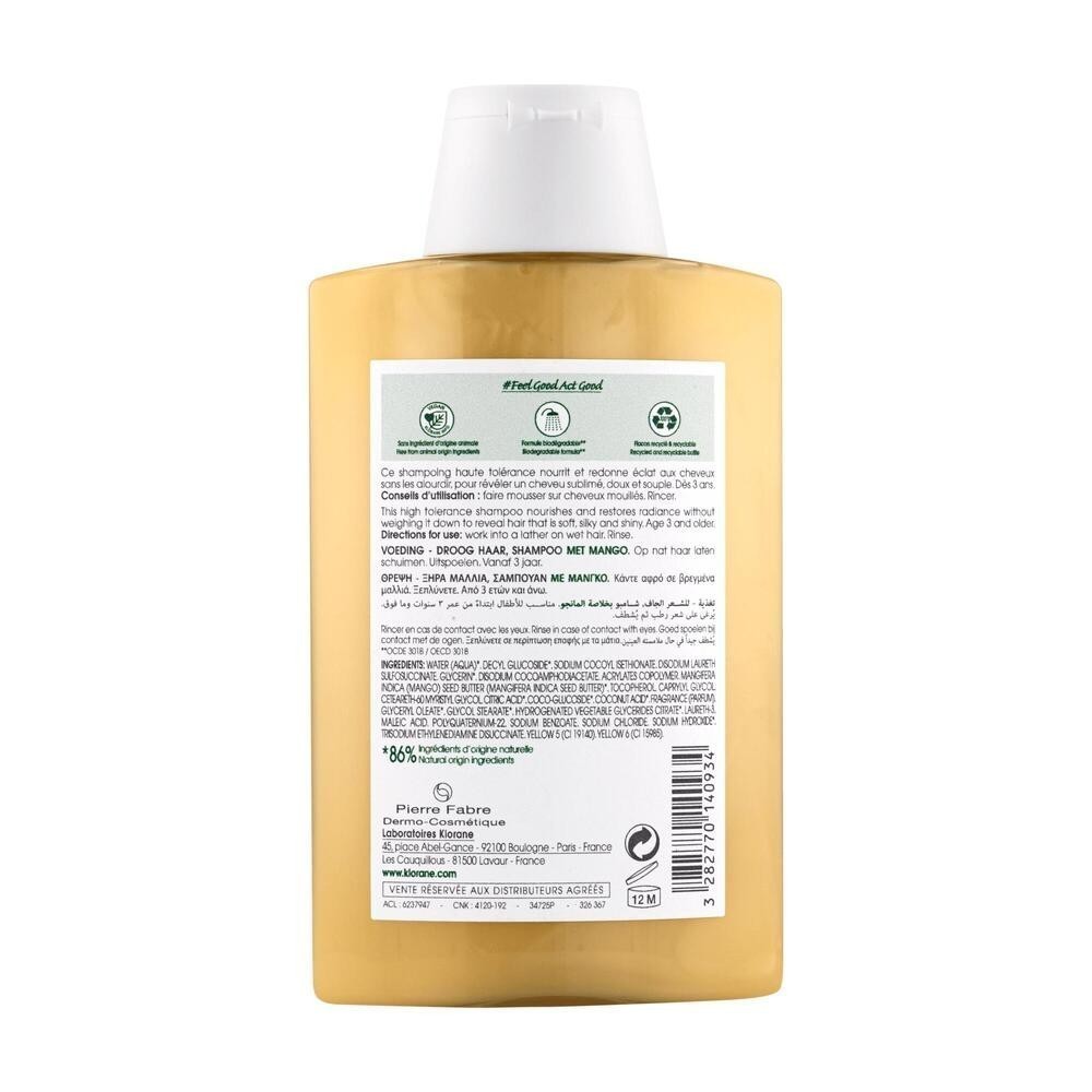 Klorane szampon do włosów z mango 200 ml (nowa formuła)