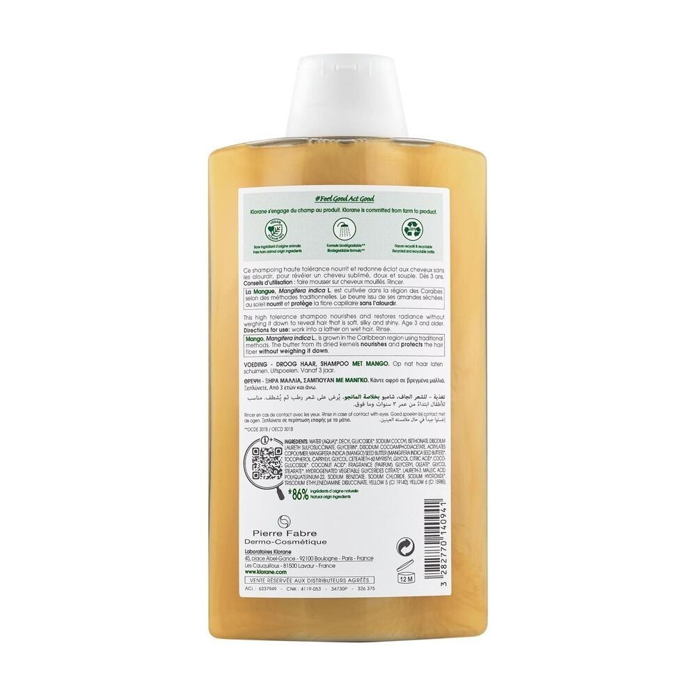 Klorane szampon do włosów z mango 400 ml (nowa formuła)