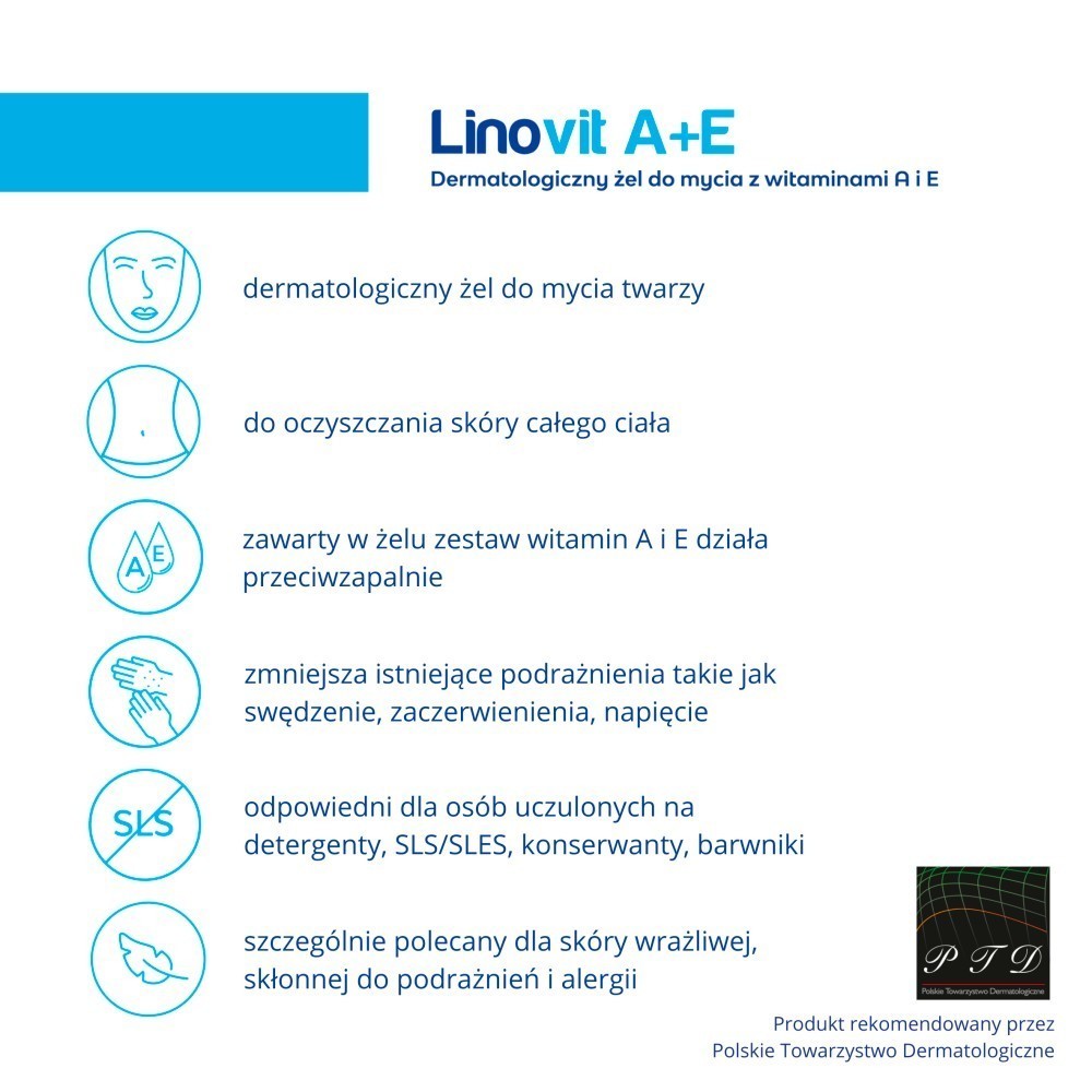 Linovit A+E dermatologiczny żel do mycia 250 ml