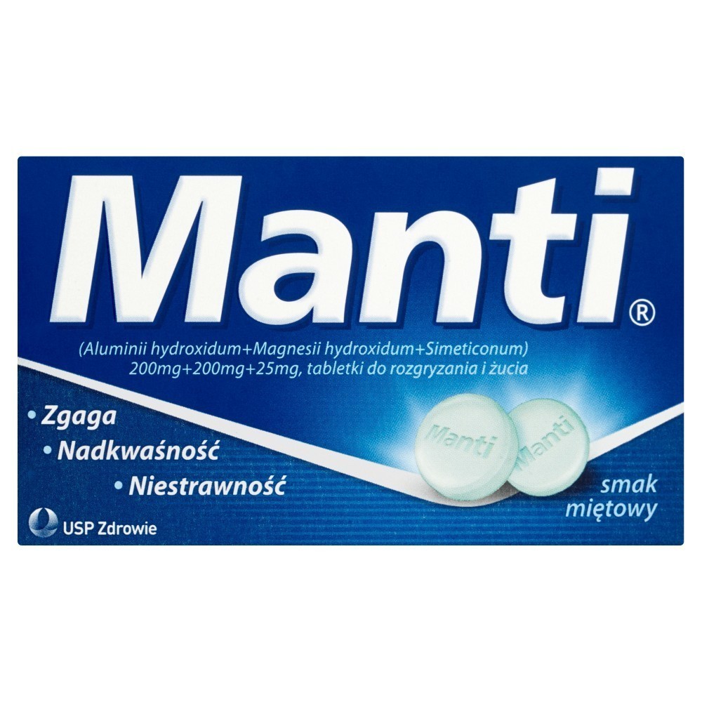 Manti x  8 tabletek do ssania/rozgryzania o smaku miętowym