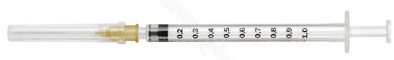 PIC strzykawka 1ml z igłą 0,45x12,7mm G26 tuberkulinowa x 100 szt