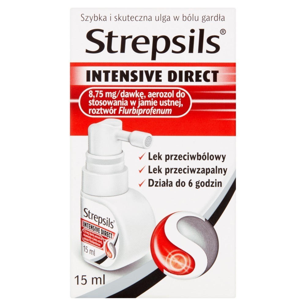 Strepsils Intensive Direct na ostry ból gardła spray 15 ml