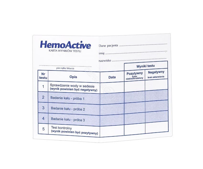 Test HemoActive do wykrywania krwi utajonej w kale x 5 szt