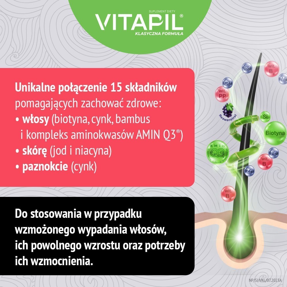 Vitapil biotyna + bambus + kompleks AMIN Q3  x 60 kaps
