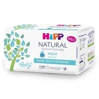 HiPP Babysanft chusteczki pielęgnacyjne Natural Aqua 2 x 60 szt