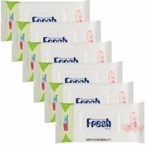 Fresh Baby chusteczki nawilżane z klipsem 6 x 72 szt (zielone) (6-pack)