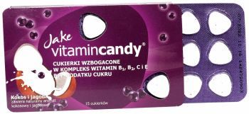 Jake vitamincandy cukierki wzbogacone w kompleks witamin x 15 szt (Kokos i Jagoda)