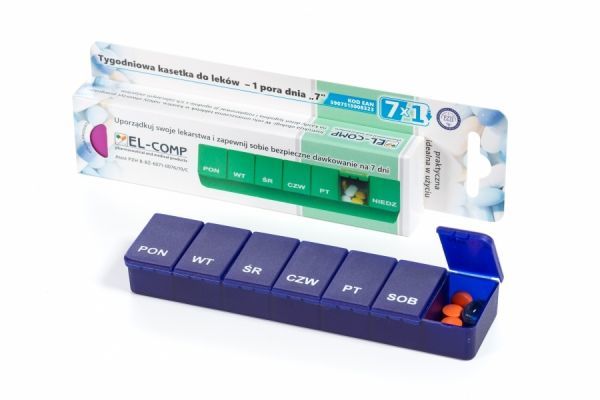 Kasetka do dawkowania leków tygodniowa - 1 pora dnia  (El- Comp)