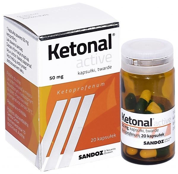 Ketonal active 50 mg - lek przeciwbólowy, przeciwzapalny i przeciwgorączkowy (NLPZ) x 20 kaps
