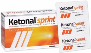 Ketonal Sprint 25 mg - lek przeciwbólowy, przeciwzapalny i przeciwgorączkowy (NLPZ) x 12 sasz