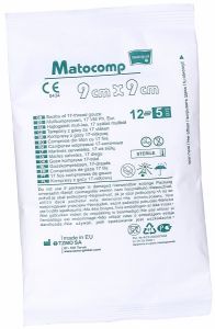 Kompresy gazowe jałowe 17-nitkowe 12-warstwowe 9 x 9 cm x 5 szt (Matocomp)