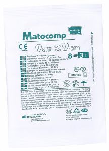 Kompresy gazowe jałowe 17-nitkowe 8-warstwowe 9 x 9 cm x 3 szt (Matocomp)